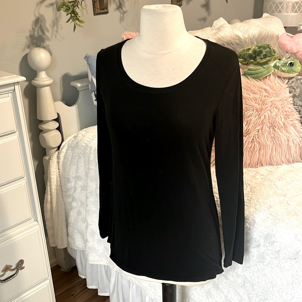 Black Solid Long Sleeve Cotton